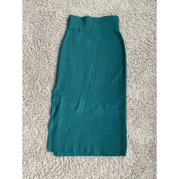 NWT Express Women's Ribbed Knit Midi Pencil Skirt Sweater Set Petrol Green Small - Picture 9 of 11